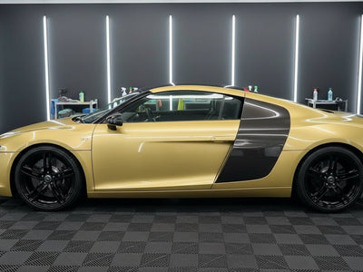 DIY Audi R8 wrapped in Gloss HX20000 Zeus Gold restyling film HX20P001