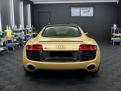 DIY Audi R8 wrapped in Gloss HX20000 Zeus Gold restyling film HX20P001 detail