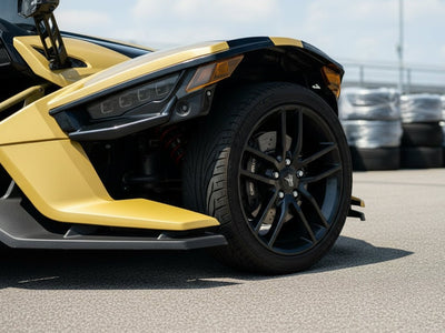 DIY Polaris Slingshot wrapped in Gloss HX20000 Zeus Gold restyling film HX20P001
