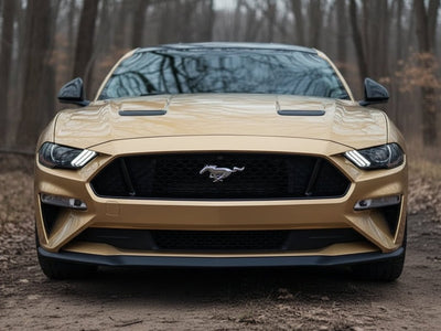 DIY Ford Mustang wrapped in Gloss HX20000 Zeus Gold car wrap film HX20P001
