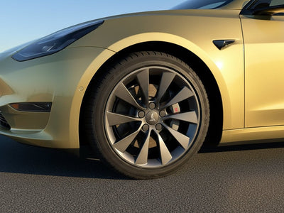 Tesla 3 wrapped in Gloss HX20000 Zeus Gold restyling film HX20P001 detail