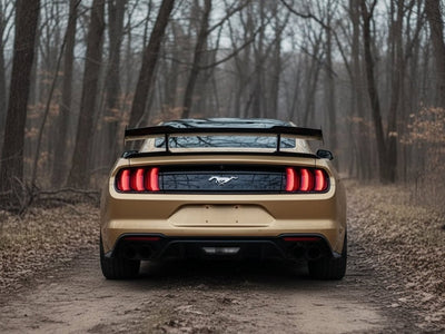 Ford Mustang wrapped in Hexis Gloss HX20000 Zeus Gold wrap film HX20P001 detail