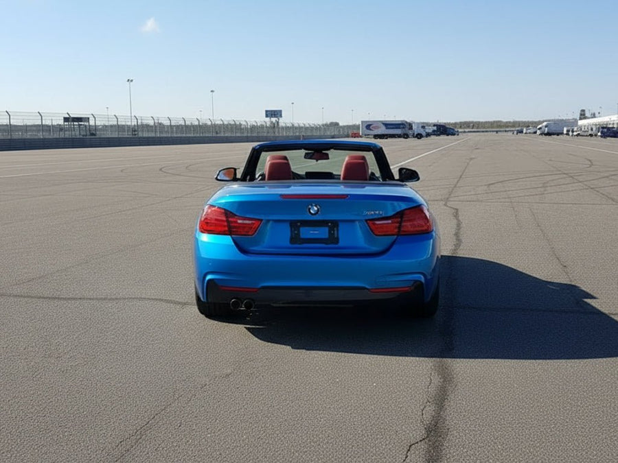 DIY BMW 4 Series Convertible wrapped in Gloss HX20000 Apollo Blue automotive vinyl film HX20P004