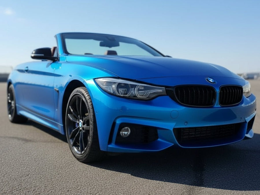 BMW 4 Series Convertible wrapped in Gloss HX20000 Apollo Blue car wrap film HX20P004