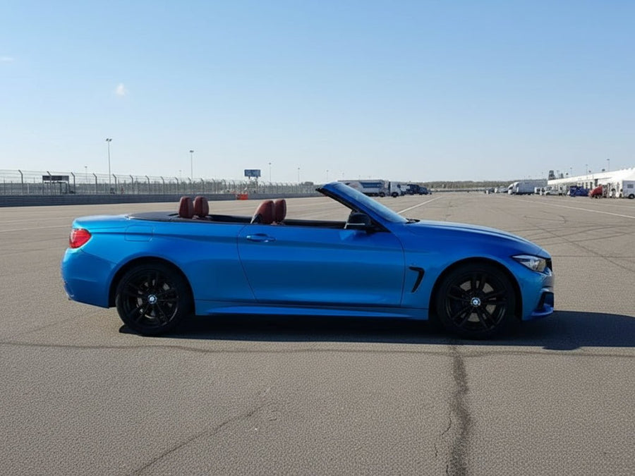 DIY BMW 4 Series Convertible wrapped in Gloss HX20000 Apollo Blue restyling film HX20P004