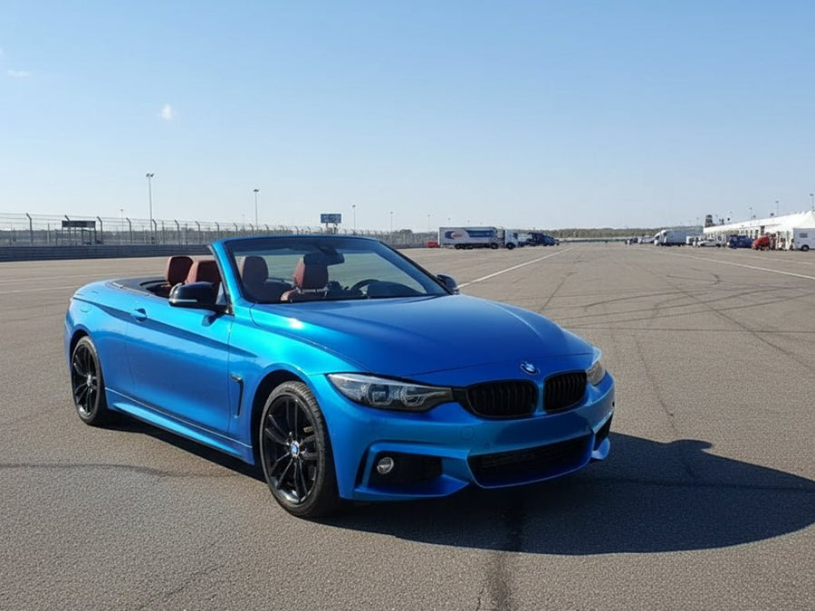 DIY BMW 4 Series Convertible wrapped in Gloss HX20000 Apollo Blue vinyl wrap HX20P004
