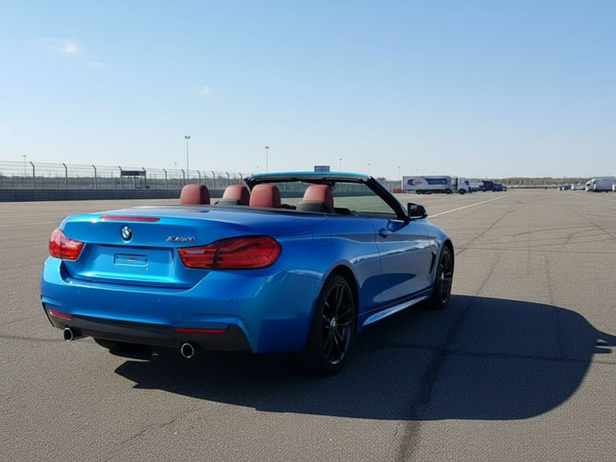 DIY BMW 4 Series Convertible wrapped in Gloss HX20000 Apollo Blue vinyl wrap HX20P004 detail