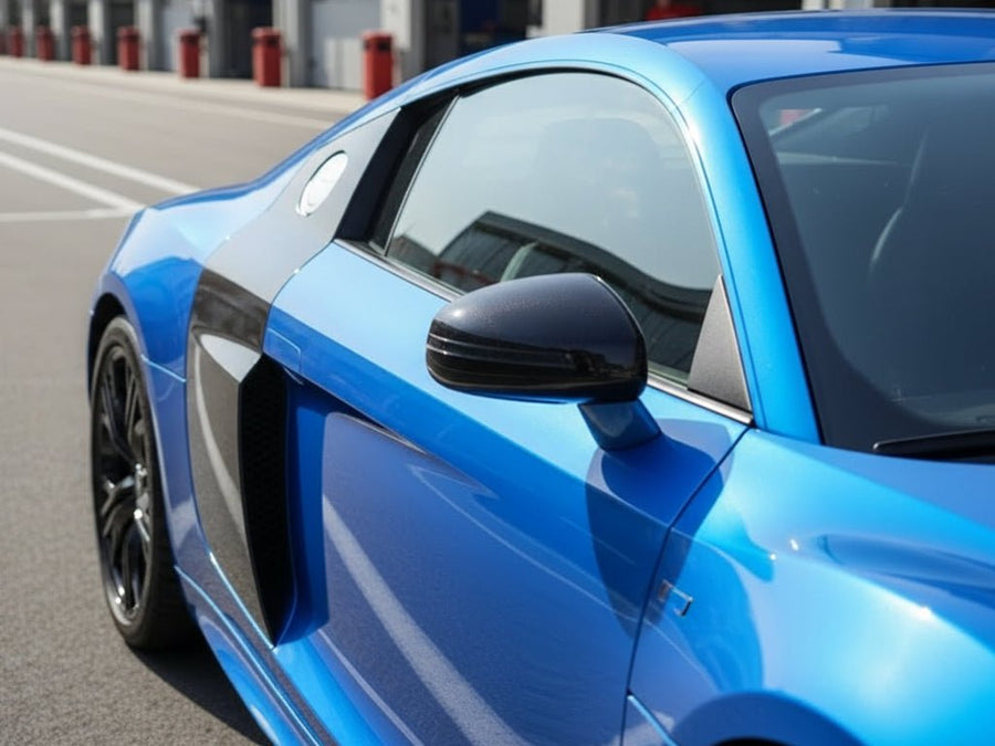 DIY Audi R8 wrapped in Gloss HX20000 Apollo Blue wrap film HX20P004