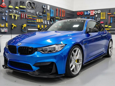 BMW M4 wrapped in Hexis Gloss HX20000 Apollo Blue restyling film HX20P004