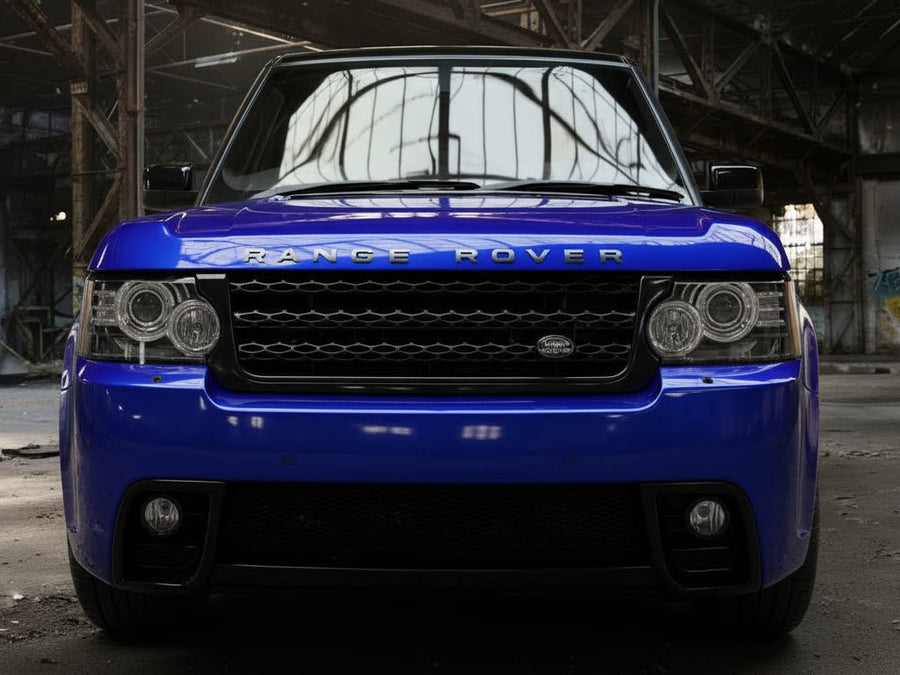 DIY Range Rover wrapped in Gloss HX20000 Triton Blue car wrap film HX20P005