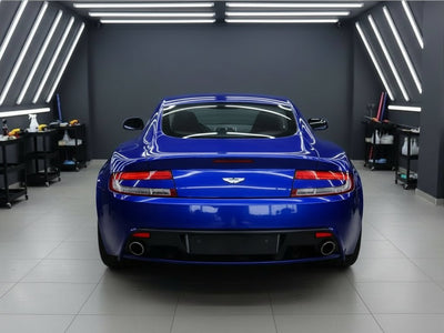 DIY Aston Martin DB9 wrapped in Gloss HX20000 Triton Blue car wrap film HX20P005