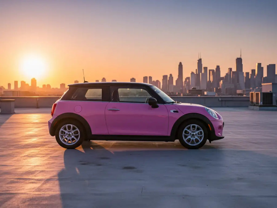 MINI Cooper wrapped in Gloss HX20000 Candy Pink automotive vinyl film HX20PCAB