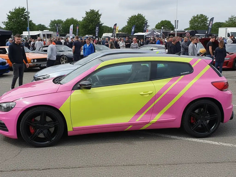 DIY Volkswagen Scirocco wrapped in Gloss HX20000 Candy Pink automotive vinyl film HX20PCAB