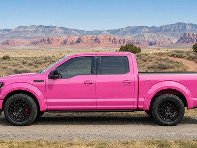 Ford F-150 wrapped in Hexis Gloss HX20000 Candy Pink vinyl wrap HX20PCAB