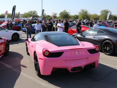 Ferrari 458 Italia wrapped in Hexis Gloss HX20000 Lady Pink wrap film HX20R11B