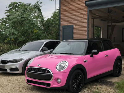 Mini Cooper S wrapped in Gloss HX20000 Lady Pink automotive vinyl film HX20R11B