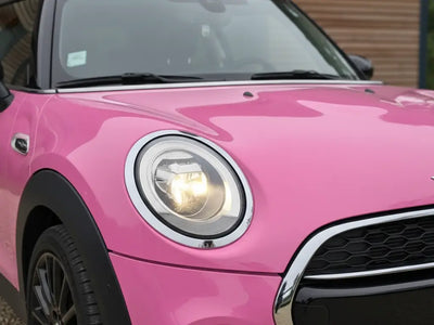 DIY MINI Cooper wrapped in Gloss HX20000 Lady Pink automotive vinyl film HX20R11B
