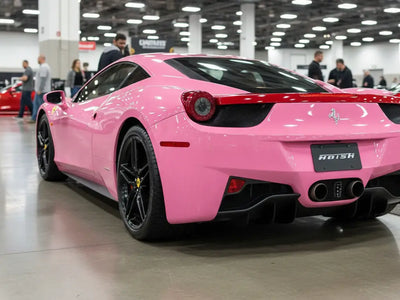 Ferrari 458 Italia wrapped in Gloss HX20000 Lady Pink restyling film HX20R11B