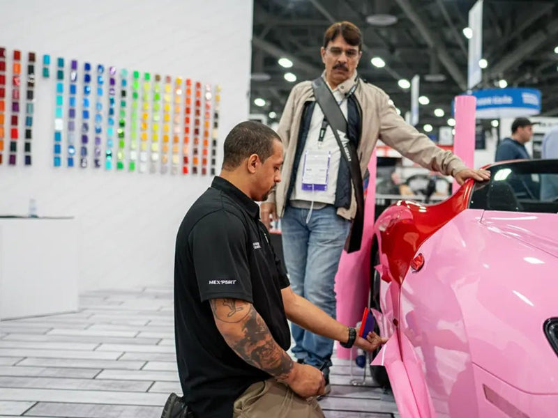 DIY Car wrapped in Gloss HX20000 Lady Pink vinyl wrap HX20R11B