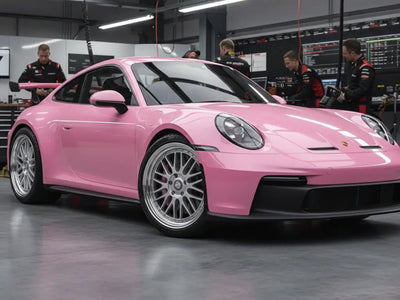 Porsche 911 wrapped in Gloss HX20000 Lady Pink wrap film HX20R11B