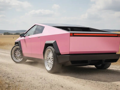 DIY Tesla Cybertruck wrapped in Gloss HX20000 Lady Pink restyling film HX20R11B