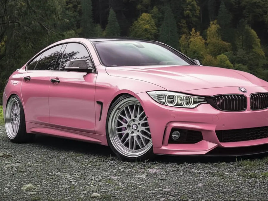 DIY BMW 4 Series wrapped in Gloss HX20000 Lady Pink wrap film HX20R11B