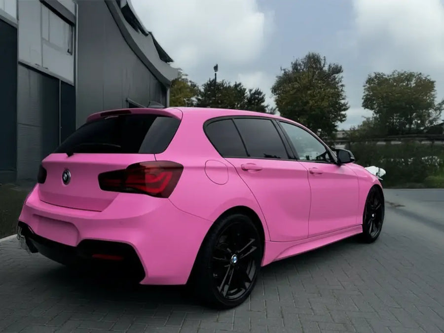 BMW 1 Series wrapped in Satin HX20000 Lady Pink vinyl wrap HX20R11S detail