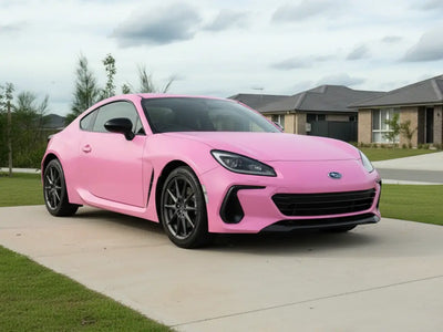 Subaru BRZ wrapped in Satin HX20000 Lady Pink car wrap film HX20R11S