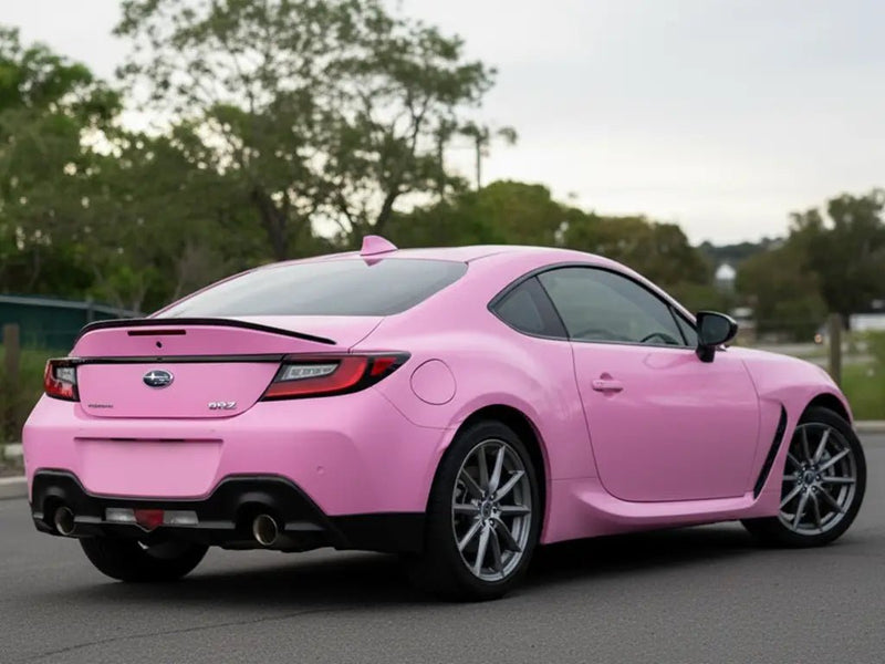 Subaru BRZ wrapped in Satin HX20000 Lady Pink car wrap film HX20R11S detail