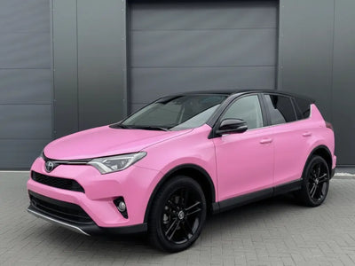 Toyota RAV4 wrapped in Hexis Satin HX20000 Lady Pink restyling film HX20R11S