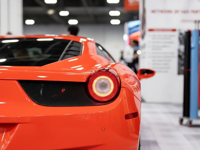 DIY Ferrari 458 Italia wrapped in Gloss HX20000 Light Red automotive vinyl film HX20R21B