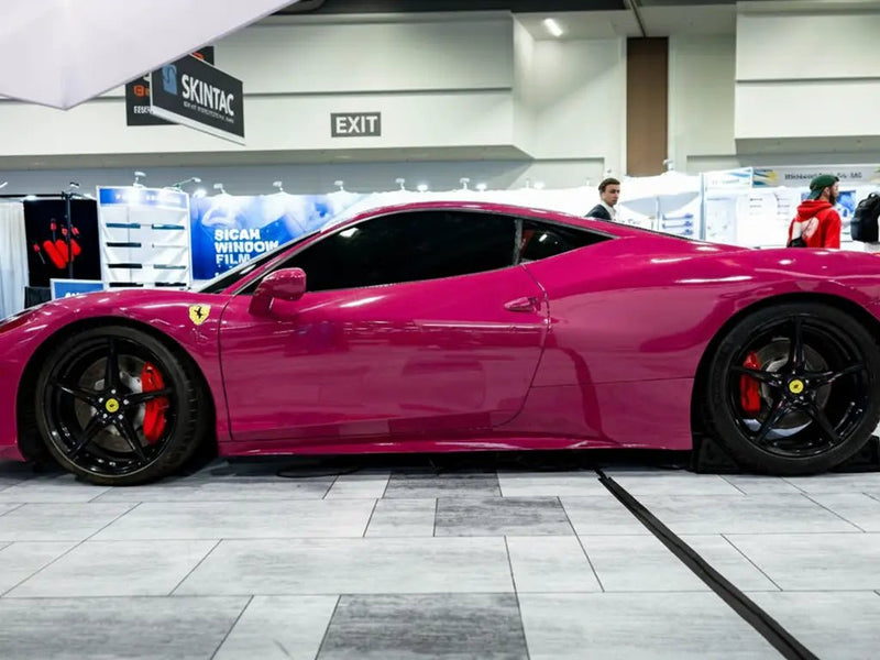 DIY Ferrari 458 Italia wrapped in Gloss HX20000 Pinkstar car wrap film HX20R22B