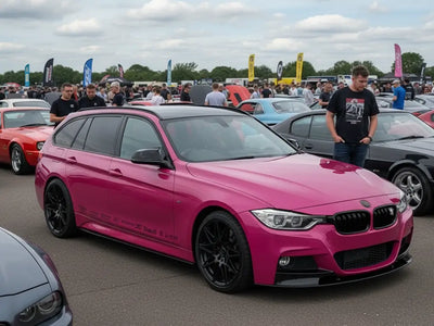 BMW 3 Series Touring wrapped in Hexis Gloss HX20000 Pinkstar wrap film HX20R22B