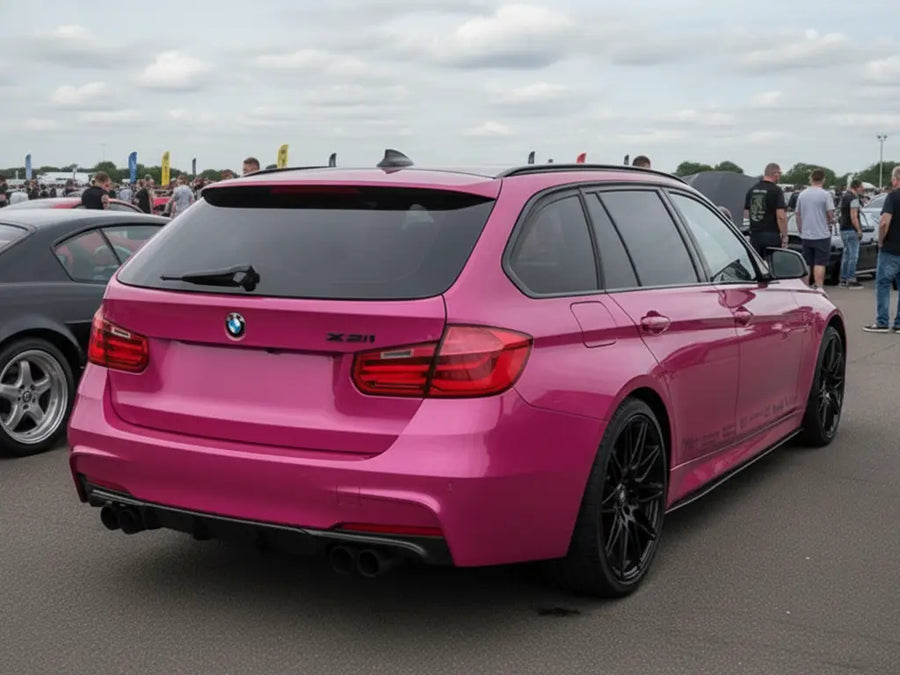 BMW 3 Series Touring wrapped in Gloss HX20000 Pinkstar restyling film HX20R22B