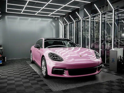 Porsche Panamera wrapped in Gloss HX20000 Jellybean Pink restyling film HX20RDRB