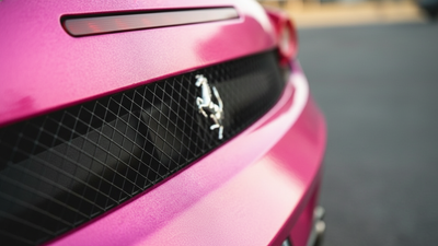 Ferrari wrapped in Gloss HX20000 Indian Pink car wrap film HX20RINB