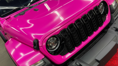 Jeep Wrangler wrapped in Gloss HX20000 Indian Pink vinyl wrap HX20RINB