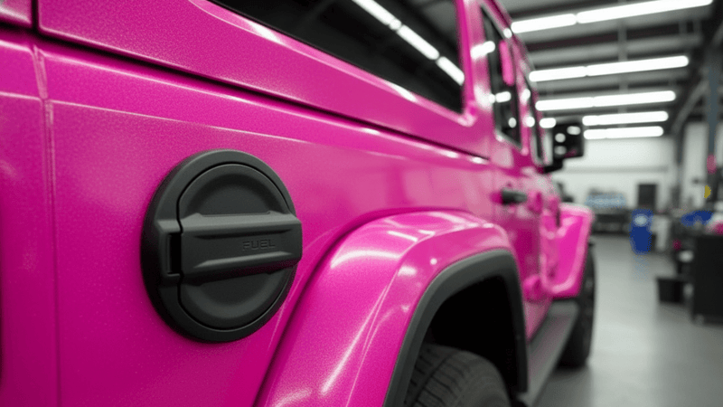 Jeep Wrangler wrapped in Gloss HX20000 Indian Pink wrap film HX20RINB