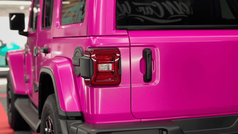 DIY Jeep Wrangler wrapped in Gloss HX20000 Indian Pink car wrap film HX20RINB