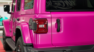 DIY Jeep Wrangler wrapped in Gloss HX20000 Indian Pink car wrap film HX20RINB