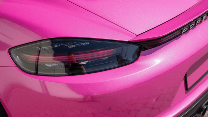DIY Porsche 718 Cayman wrapped in Gloss HX20000 Indian Pink car wrap film HX20RINB