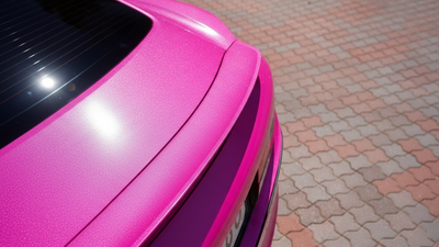 Car wrapped in Hexis Gloss HX20000 Indian Pink vinyl wrap HX20RINB