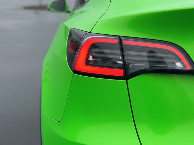 Tesla 3 wrapped in Gloss HX20000 Drosera Green automotive vinyl film HX20V16B