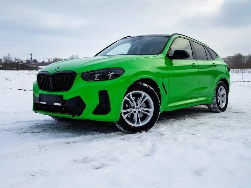 BMW X4 wrapped in Hexis Gloss HX20000 Drosera Green automotive vinyl film HX20V16B