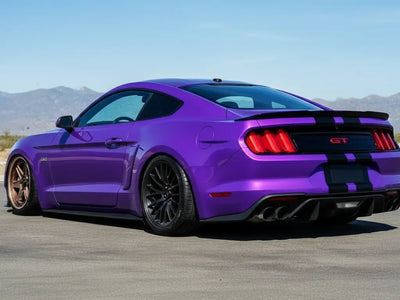 Ford Mustang GT wrapped in Hexis Gloss HX20000 Damask Violet automotive vinyl film HX20V18B