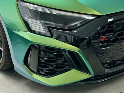 Audi RS3 wrapped in Hexis Gloss HX20000 Metallic Century Green restyling film HX20V19B