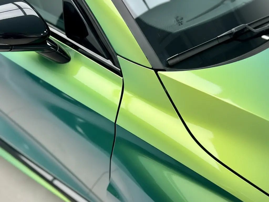 DIY Car wrapped in Gloss HX20000 Metallic Century Green car wrap film HX20V19B