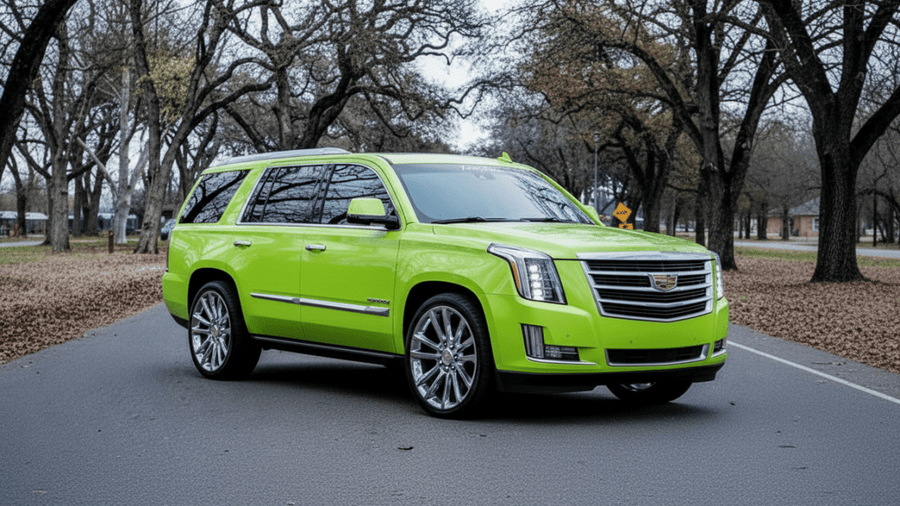 Cadillac Escalade wrapped in Gloss HX20000 Toxic Green wrap film HX20V24B