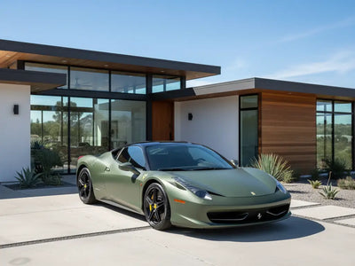 DIY Ferrari 458 Italia wrapped in Satin HX20000 Hercules Green car wrap film HX20V28S