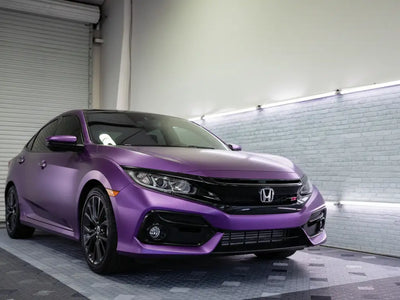 Honda Civic wrapped in Satin HX20000 Deep Purple Wet restyling film HX20V43W